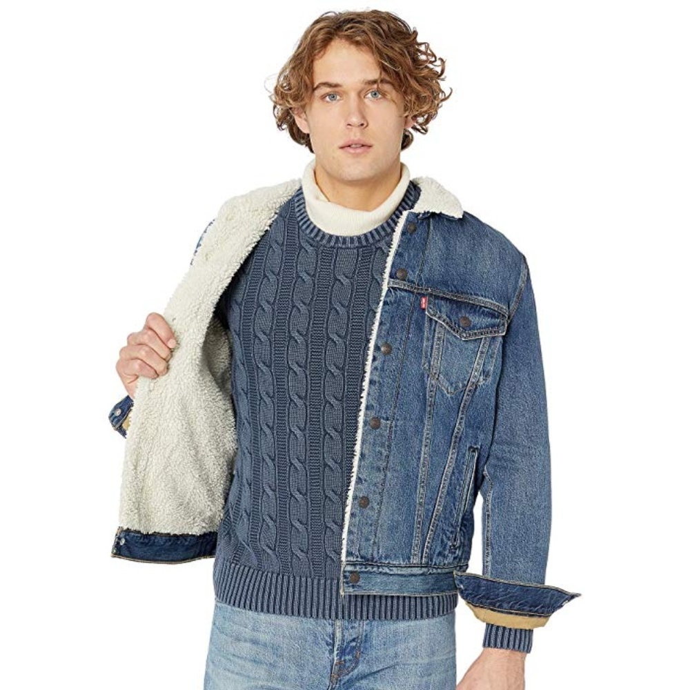 Mens Levis Denim winter Jacket Washed Denim